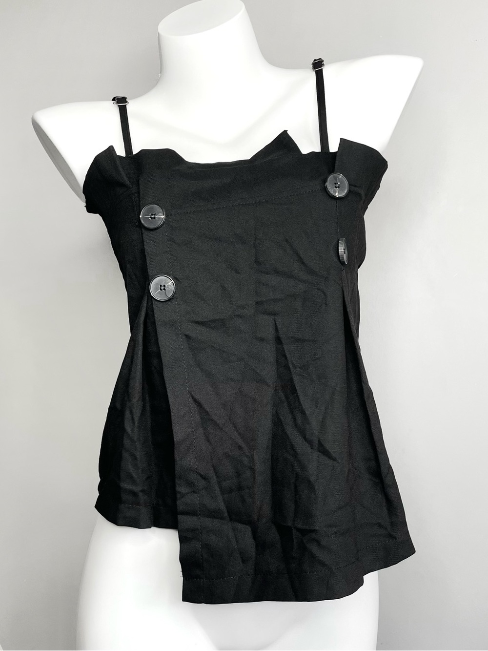 Black Button Spaghetti Strap Crop Top